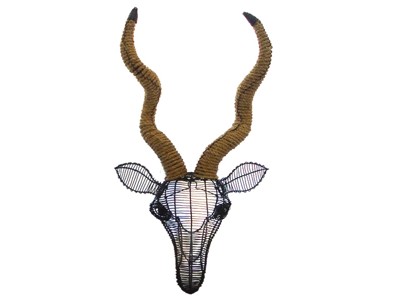 Kudu 55cm Wall Hanging - Black - Hessian Rope